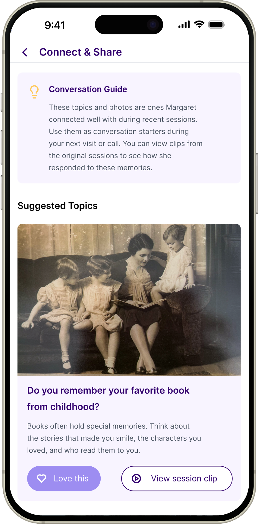 Connection Tools – Get suggestions for conversation topics & plan your next call or visit.